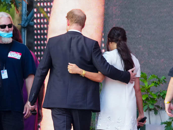 Harry and Markle looped their arms around each other while attending the Global Citizen Live concert in New York City in 2021.