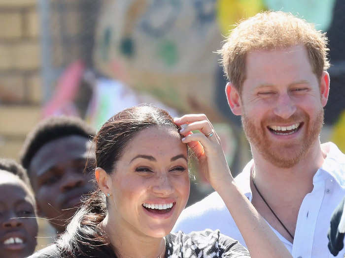 On the same tour, Markle and Harry laughed in unison while out and about in Cape Town, South Africa.