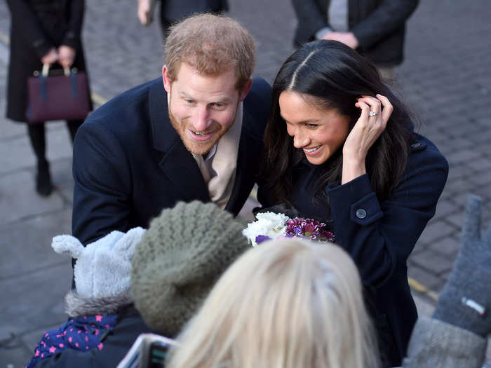 Days after announcing their engagement in December 2017, the couple were pictured smiling ear-to-ear while greeting members of the public in Nottingham, UK.