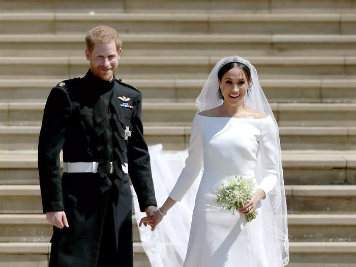 For her royal wedding to Prince Harry on May 19, 2018, the duchess wore an off-the-shoulder dress by Givenchy paired with a tiara that she borrowed from the Queen. It marked the first and only time Markle has worn one.