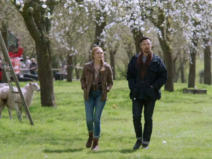 Small fake blossoms were tied to trees in order to make them look like authentic apple blossoms.