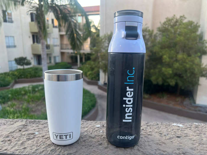 I brought a refillable 10-ounce Yeti tumbler with me to keep liquids cool, but wish I had a larger refillable bottle on hand.