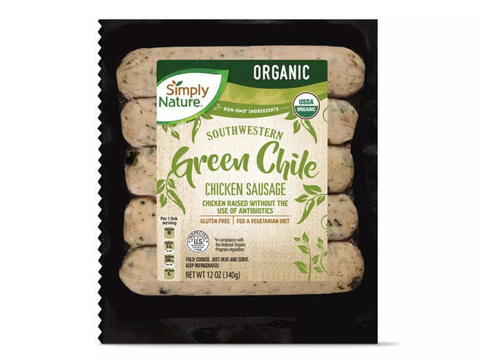 Fire up the grill to make these Simply Nature Organic chicken sausages in BBQ or green-chile flavors.