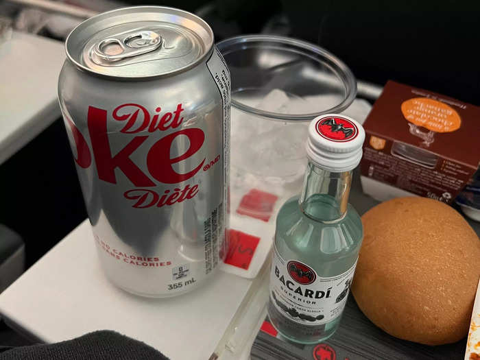 On the bright side, the airline does offer free alcoholic beverages to all economy passengers, so I helped myself to Diet Coke and Bacardi.