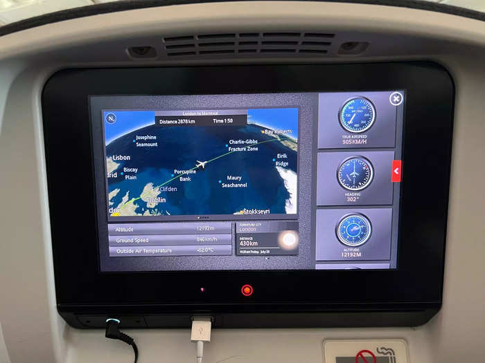 After takeoff, I started browsing through the inflight entertainment system. There was a cool moving map that tracked the entire flight…