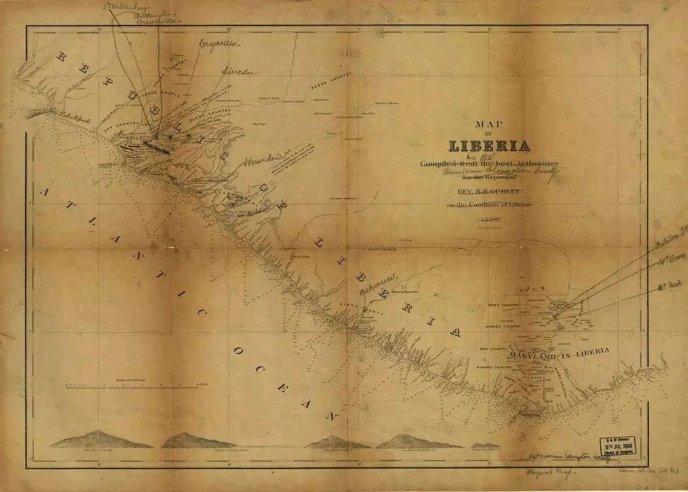 Map of Liberia, 1850.