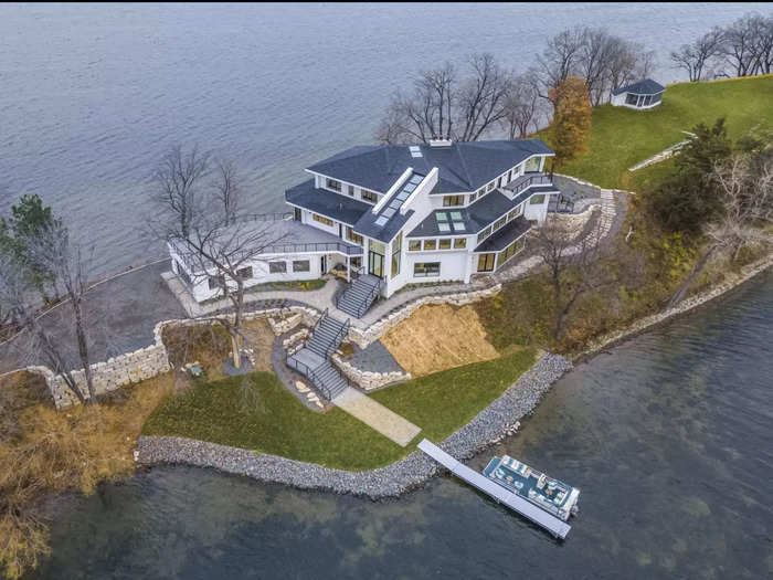 A mansion on a private island on Minnesota