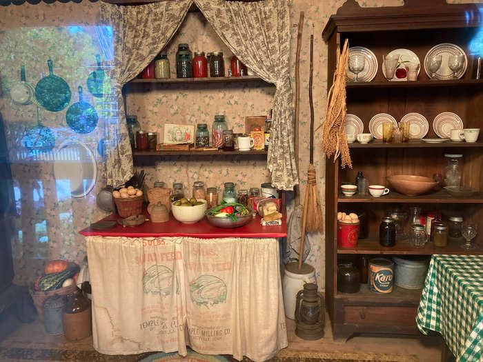 In the kitchen and pantry, many of the items came from the original Parton family home.