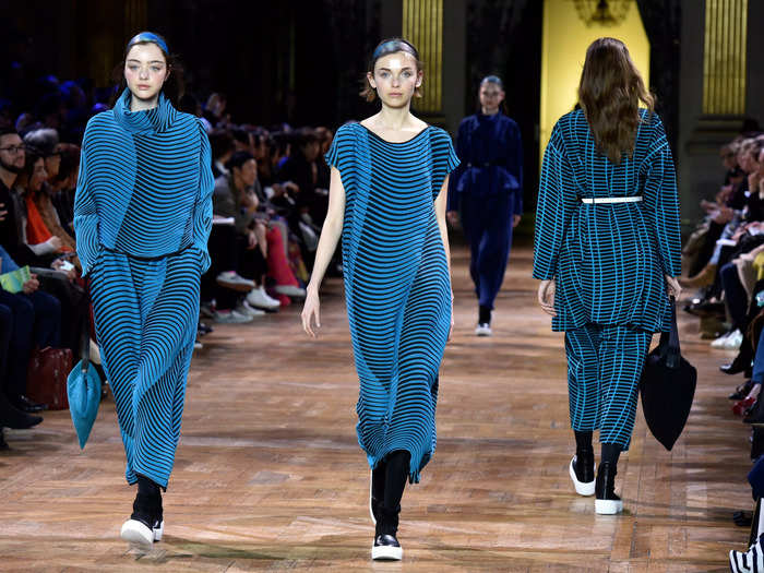 Miyake embraced asymmetry as a way to create a sense of movement in his clothing.