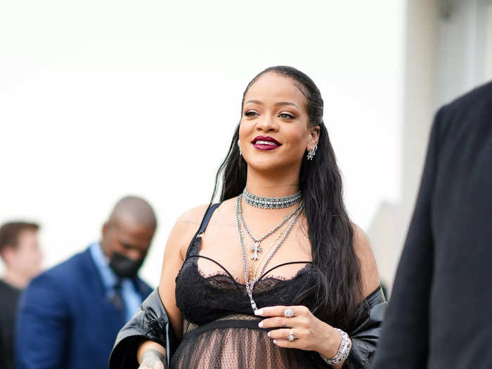 Rihanna made waves in 2022 for her maternity style, but this sheer take was one of her most notable looks.