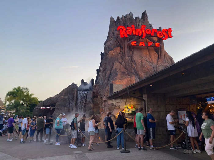 The Rainforest Cafe was one of the busiest restaurants I saw, with a line that extended past the destination