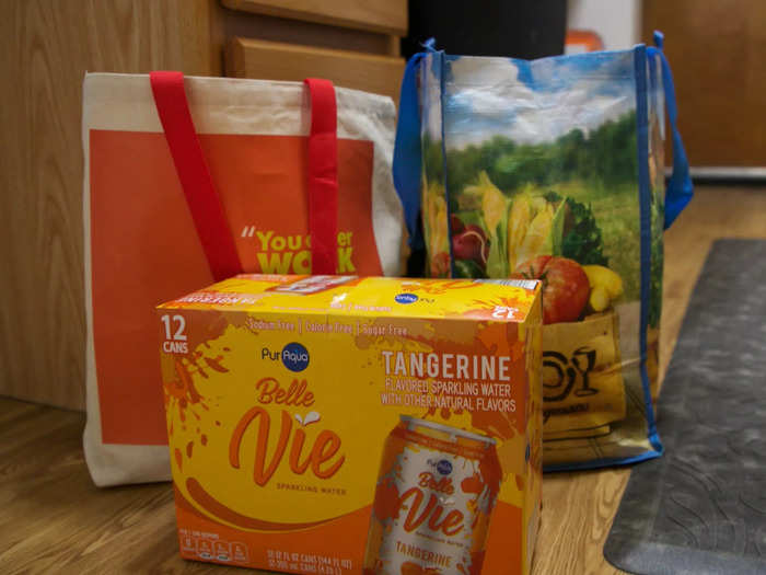 I was able to get two bags of groceries and a case of Aldi private label brand seltzer for just under $25.