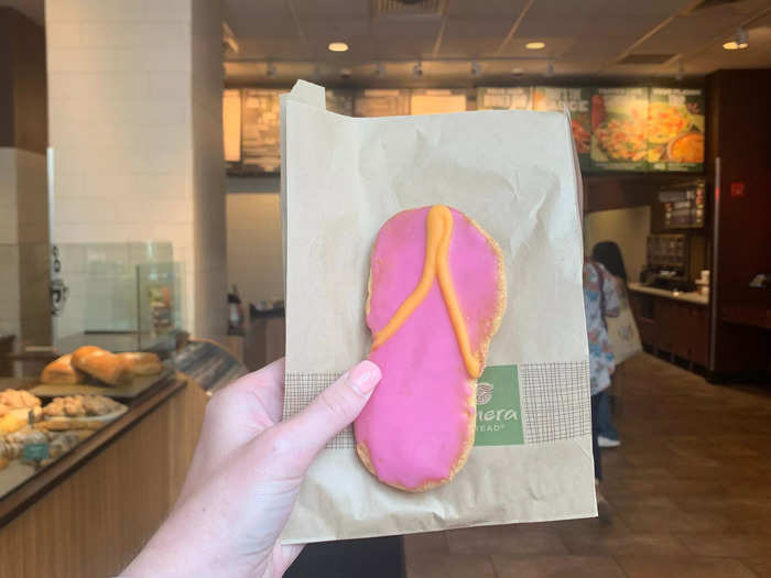 I picked out a flip-flop-shaped sugar cookie worth $3.19 for my birthday treat.