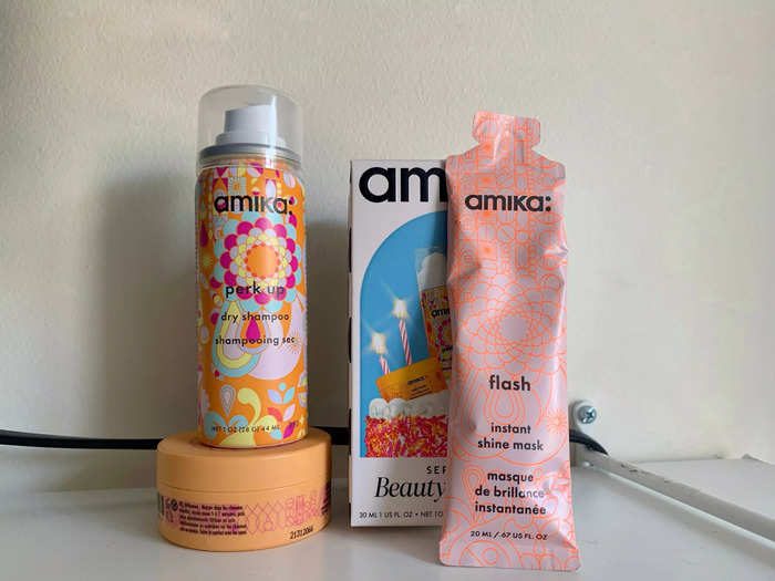 I opted for an Amika mini set of dry shampoo, a "nourishing" hair mask, and an "instant shine" hair mask, which, according to one Reddit sleuth, is worth about $10.82.