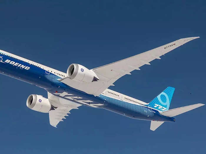 At 235 feet and five inches, the 777X has a 23-foot longer wing span than former 777 models when the wingtips are folded down.