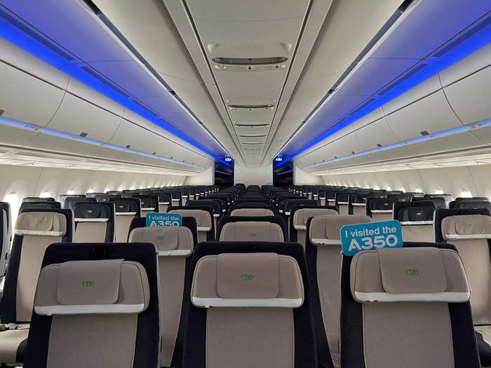 However, Airbus is working on a denser cabin configuration that would allow for ten-abreast in economy "without compromising seat width," company CCO Christian Scherer told FlightGlobal.