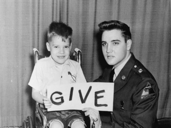 February 6, 1959: Elvis and Robert Stephen Marquette, son of Master Sergeant John Edward Marquette, launch March of Dimes against polio, arthritis, and birth defects.