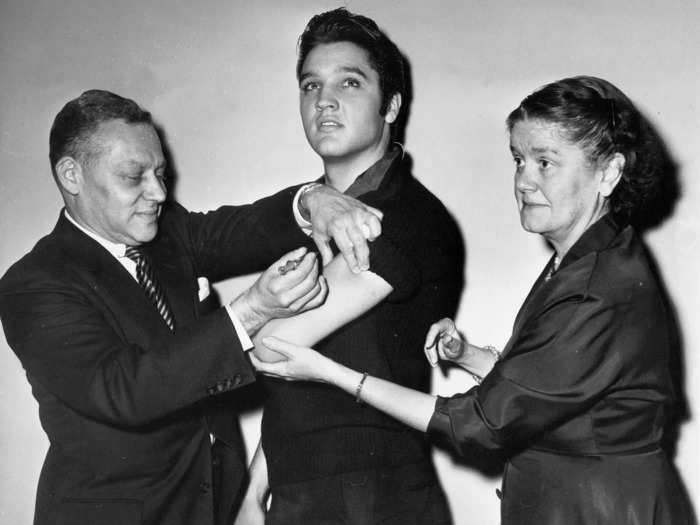 October 28, 1956: Elvis Presley receives the polio vaccine in New York City.