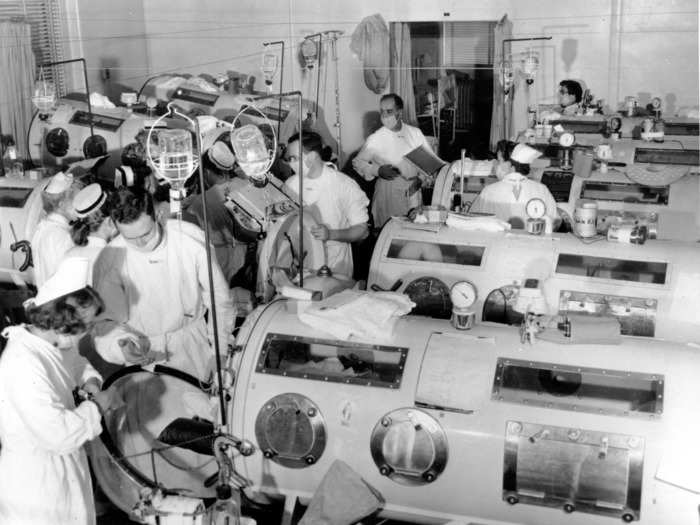 August 16, 1955: An emergency polio ward in Boston, Massachusetts.