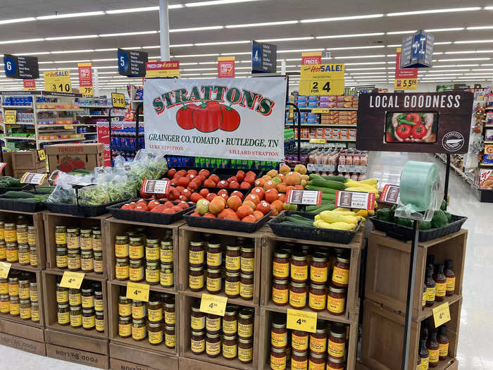 The first thing I saw when I walked into the store was a display of local produce that reminded me of a farmer