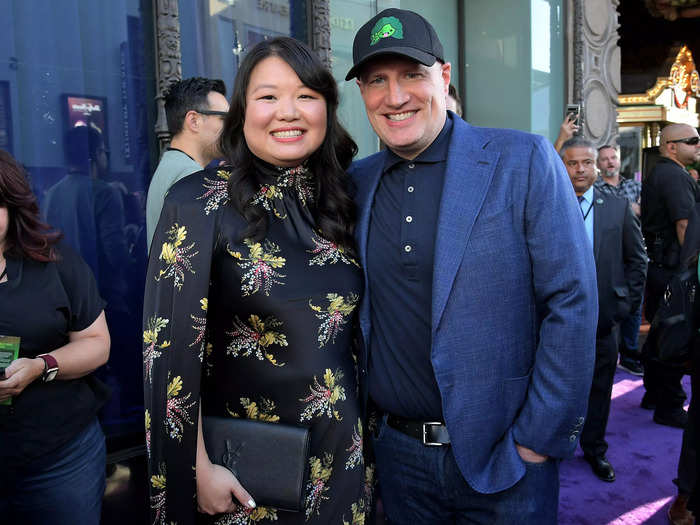 "She-Hulk" head writer Jessica Gao also reunited with the president of Marvel Studios, Kevin Feige, on the carpet.