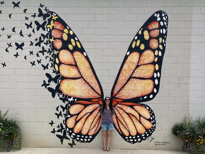 Another mural inspired by Parton, "Wings of Wander," provided a fun photo-op.