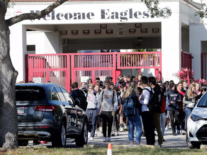 2018: Students at Marjory Stoneman Douglas High School held a walkout to protest gun violence.