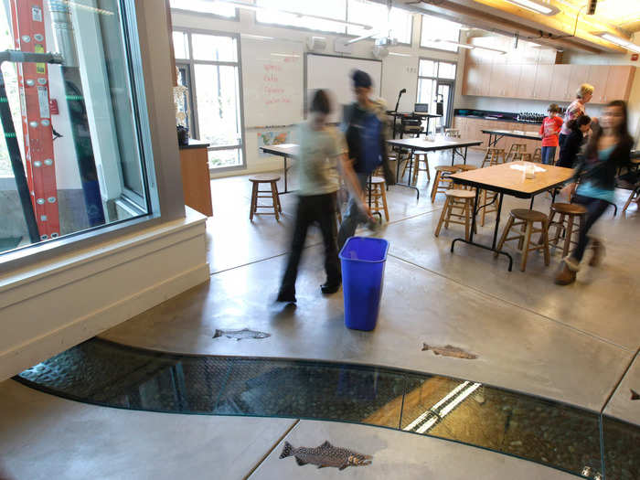 2011: Students at the Bertschi School in Seattle, Washington, collected rainwater in their science classroom.