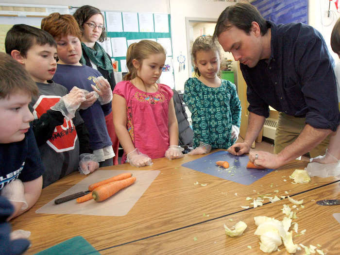 2010: Students at the Sharon Elementary School in Sharon, Vermont, learned about nutrition.