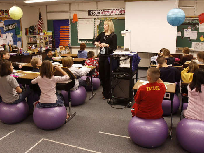 2009: Stability balls replaced chairs in a Colorado classroom.