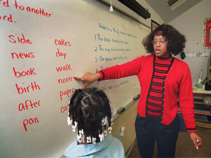 2002: Joanne Anthony used a whiteboard instead of the traditional chalkboard at the Southeast Academy of Scholastic Excellence in Washington, DC.