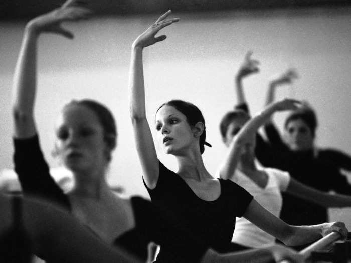 1976: Ballerinas struck a pose at The School of American Ballet in New York City.