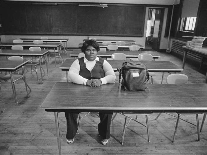 1974: Valerie Banks was the only student to show up for her geography class at South Boston High School on the first day of court-ordered busing to desegregate Boston