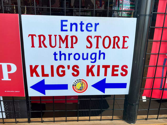 In order to access the store, you have to go through the main entrance of Klig’s Kites, a retail shop selling kites, banners, and flags.