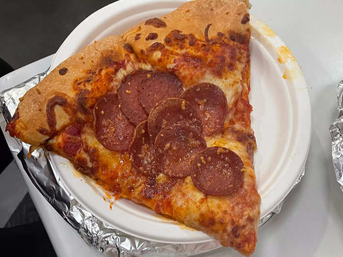 At Costco, we tried a slice of pepperoni pizza. The slice was large for only £1.85 (about $2.30). It was quite greasy but this didn