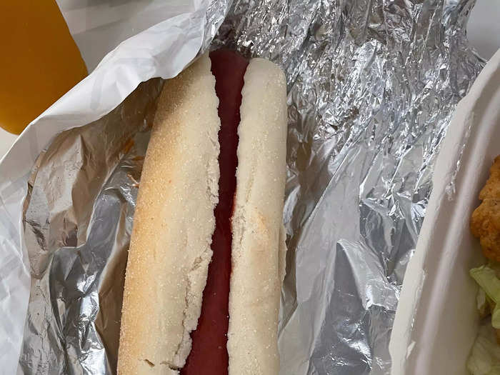 Costco also had a savory dish priced at £1.50 — its famous hot dog. The bun-to-dog ratio was on point, it also had the perfect amount of ketchup and mustard. We rated it 9/10.