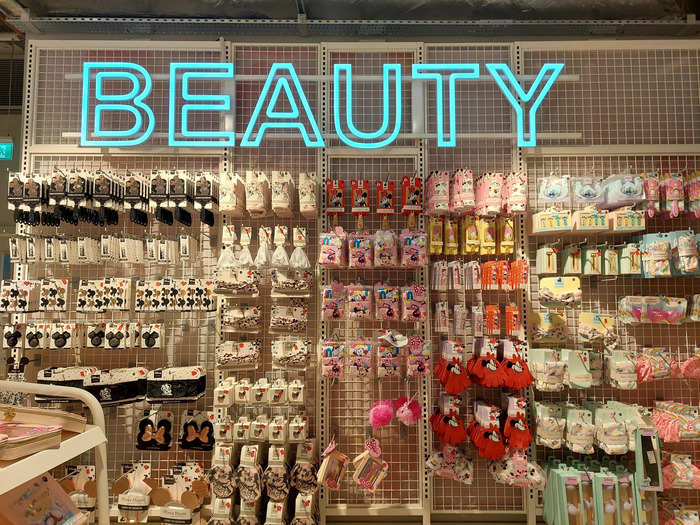 There is a large makeup and beauty section.