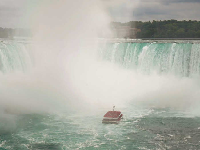 For more of a thrill, I paid $30 to take a boat tour via Niagara City Cruises. This attraction gets people the closest to the falls, and it