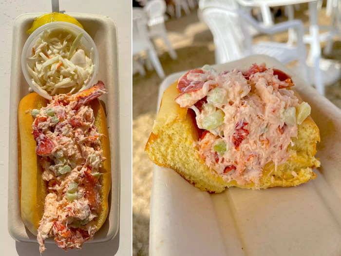 This lobster salad roll came with a side of coleslaw and cost me $33.