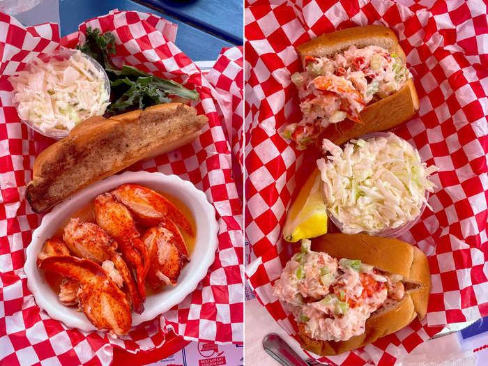 A popular beach spot also had both a buttered and a salad option for its lobster rolls, so I tried one of each at $36 and $35, respectively.