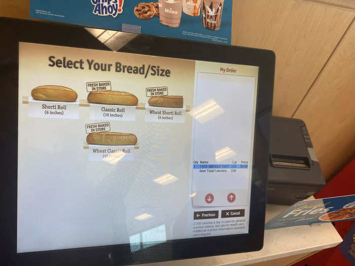 To order a sandwich at Wawa, I headed to the counter and kiosks.