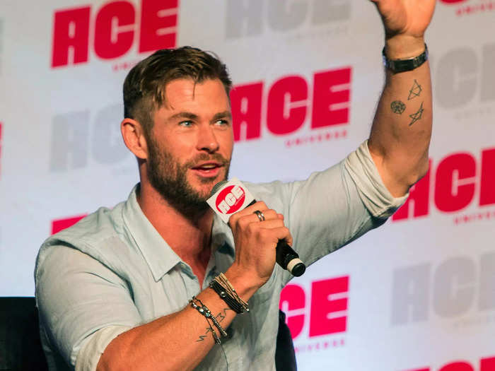 The "Thor: Love and Thunder" star has a trio of tattoos on the inside of his left forearm.