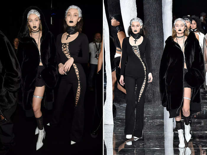 The sisters debuted striking silver hair and vampy looks at the Fenty X Puma by Rihanna fall/winter 2016 collection show.