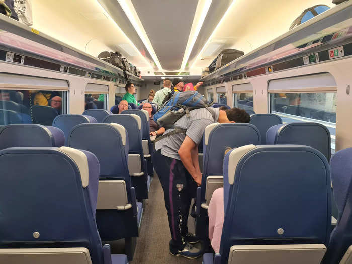 The train was incredibly busy, and by the time we boarded, just about every seat in my carriage was full. Luckily, I had picked my seat when I booked my ticket.