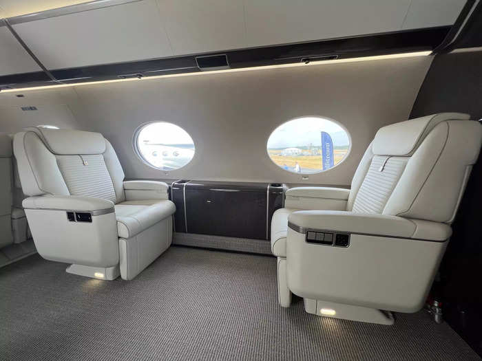 Its speed, range, and size make it favorable for long-haul flying, and it would be easy to pass the time with the comfortable bedroom, meeting space, and large TV.