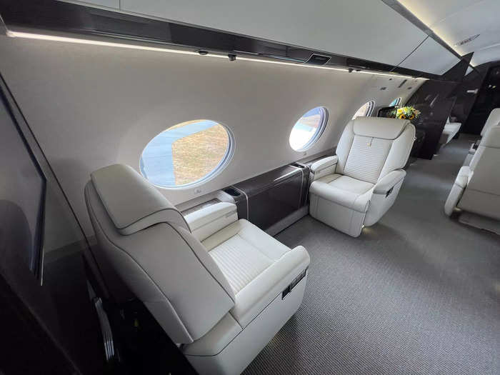 The seats face each other, allowing passengers to have business meetings inflight. They can also combine to create single beds.