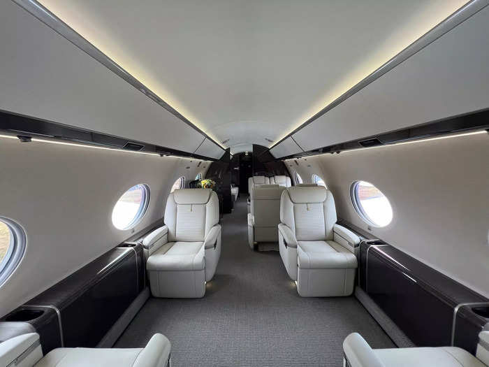 The G650ER has a plush, luxury interior that features four living spaces and can be completely customized by the owner.