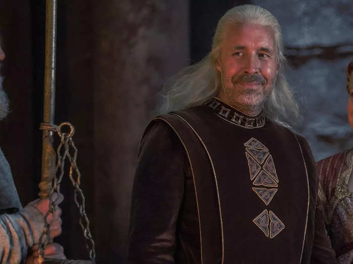 King Viserys Targaryen has silvery-blonde hair that matches his family.