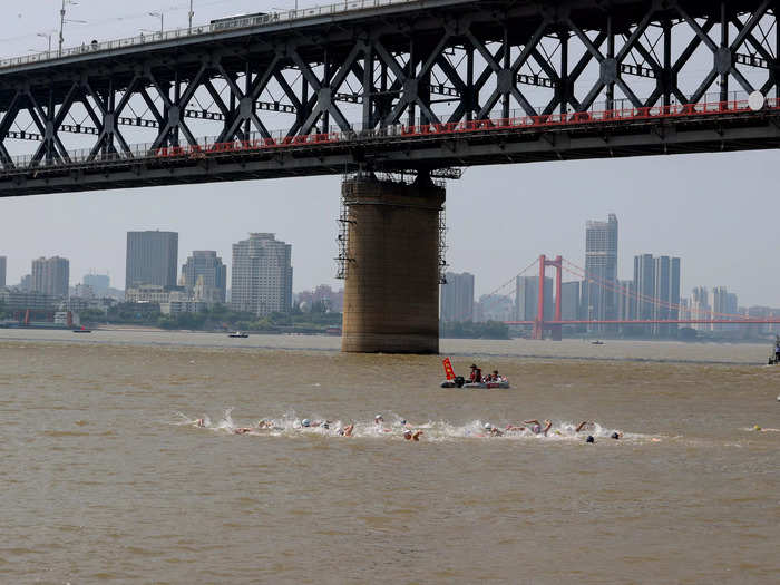 The Yangtze crossing in Wuhan looks more like this on a typical wet season day.