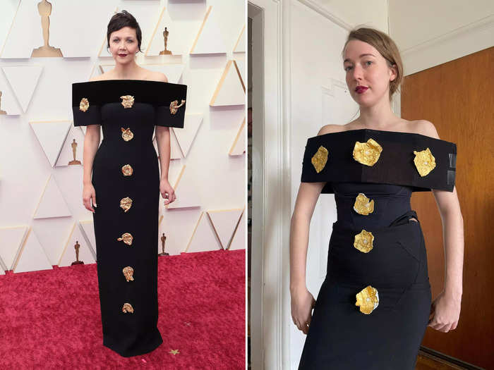 Hicks said the celebrities and designers she uses as subjects often see the humor in her work, including Maggie Gyllenhaal, who reposted a video inspired by her Oscars gown.